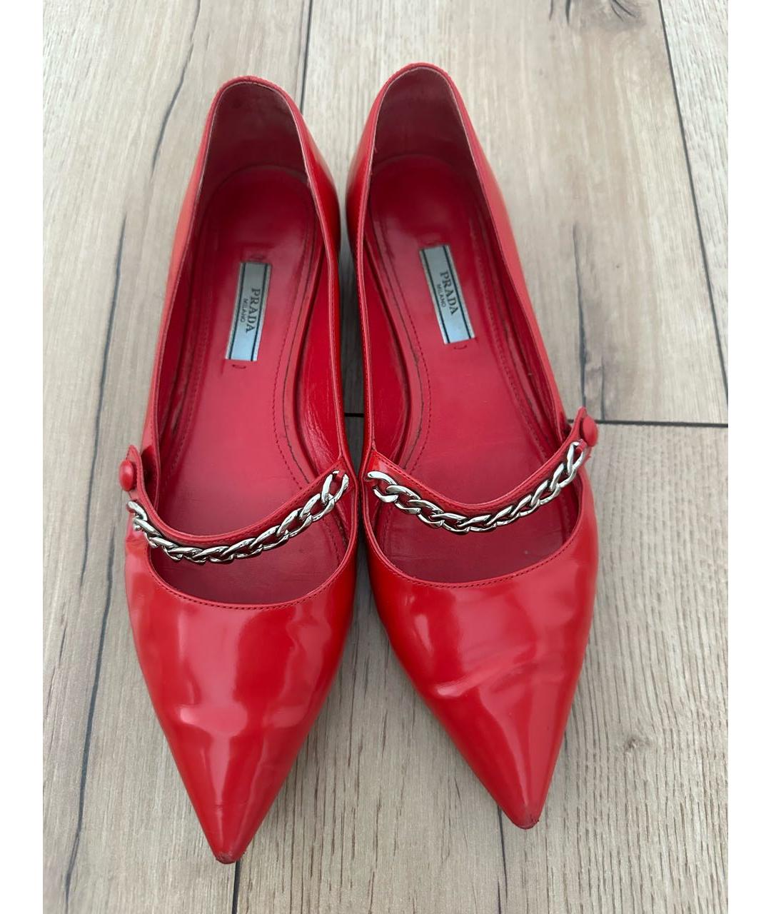 PRADA Красные балетки из лакированной кожи, фото 2