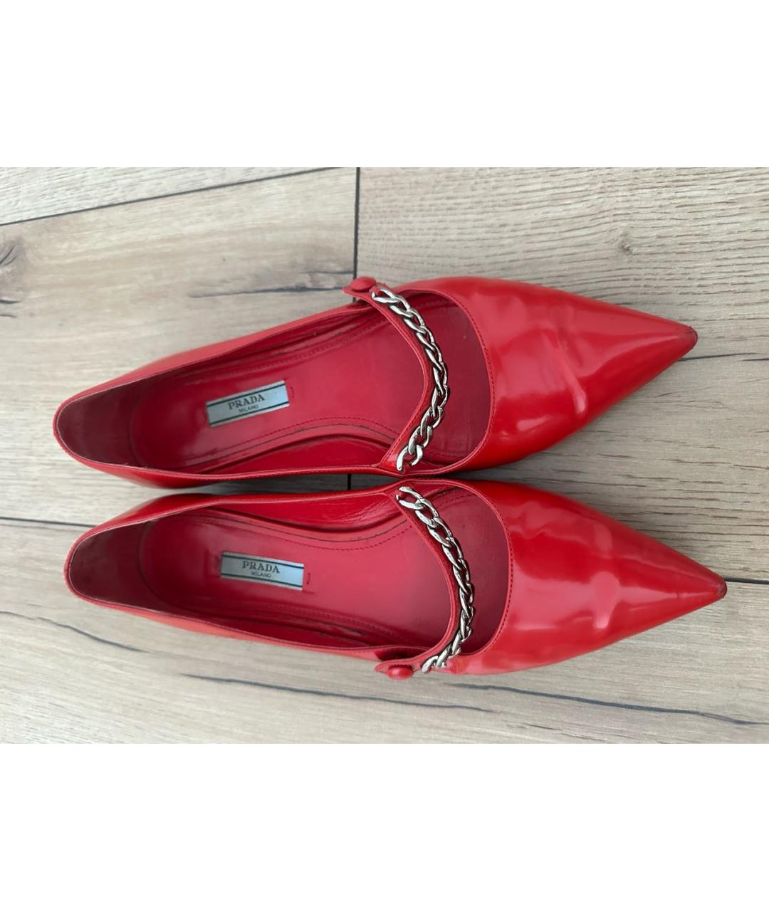 PRADA Красные балетки из лакированной кожи, фото 8