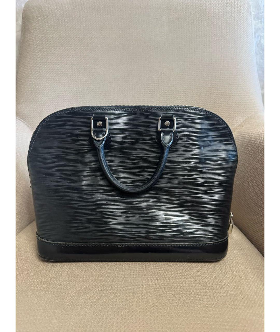LOUIS VUITTON Черная кожаная сумка с короткими ручками, фото 8