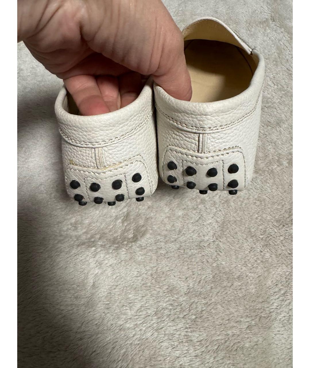 TOD'S Бежевые кожаные мокасины, фото 4