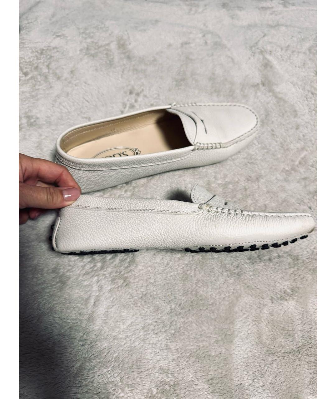 TOD'S Бежевые кожаные мокасины, фото 7