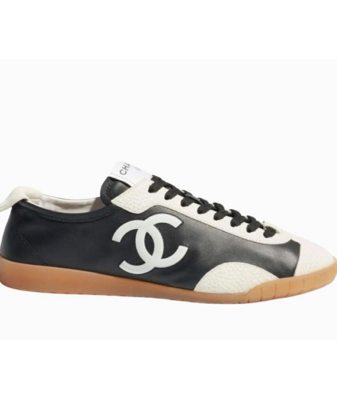 CHANEL Черные кожаные кеды, фото 4