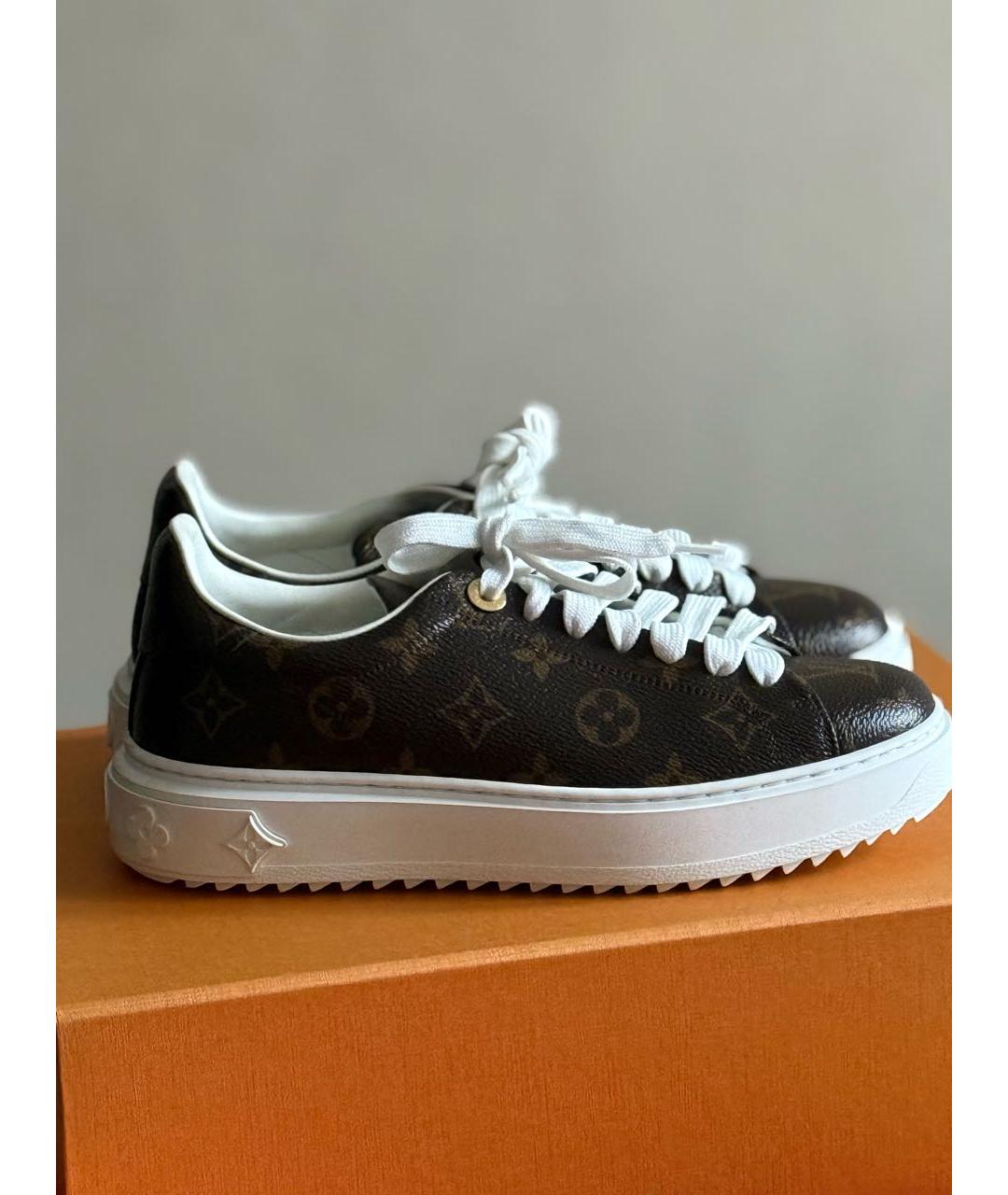 LOUIS VUITTON Коричневые кожаные кеды, фото 4