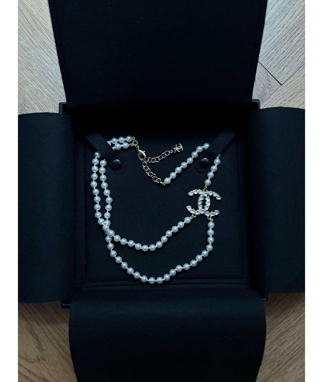 CHANEL Белое жемчужное колье, фото 2