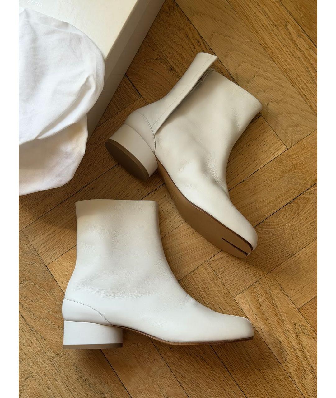 MAISON MARGIELA Белые кожаные ботильоны, фото 6