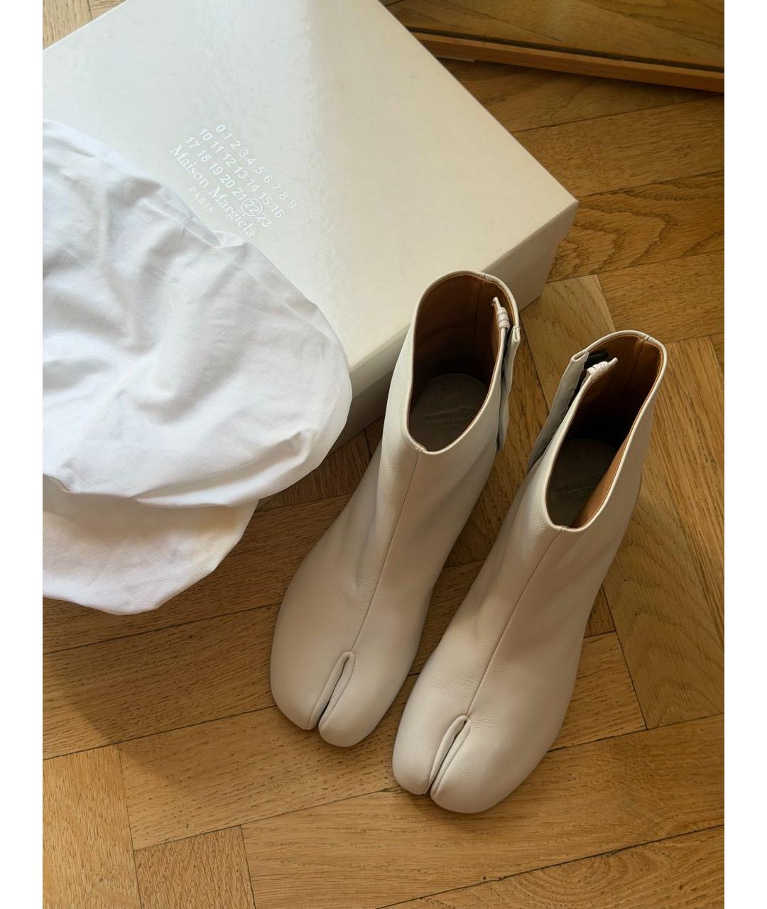 MAISON MARGIELA Белые кожаные ботильоны, фото 5