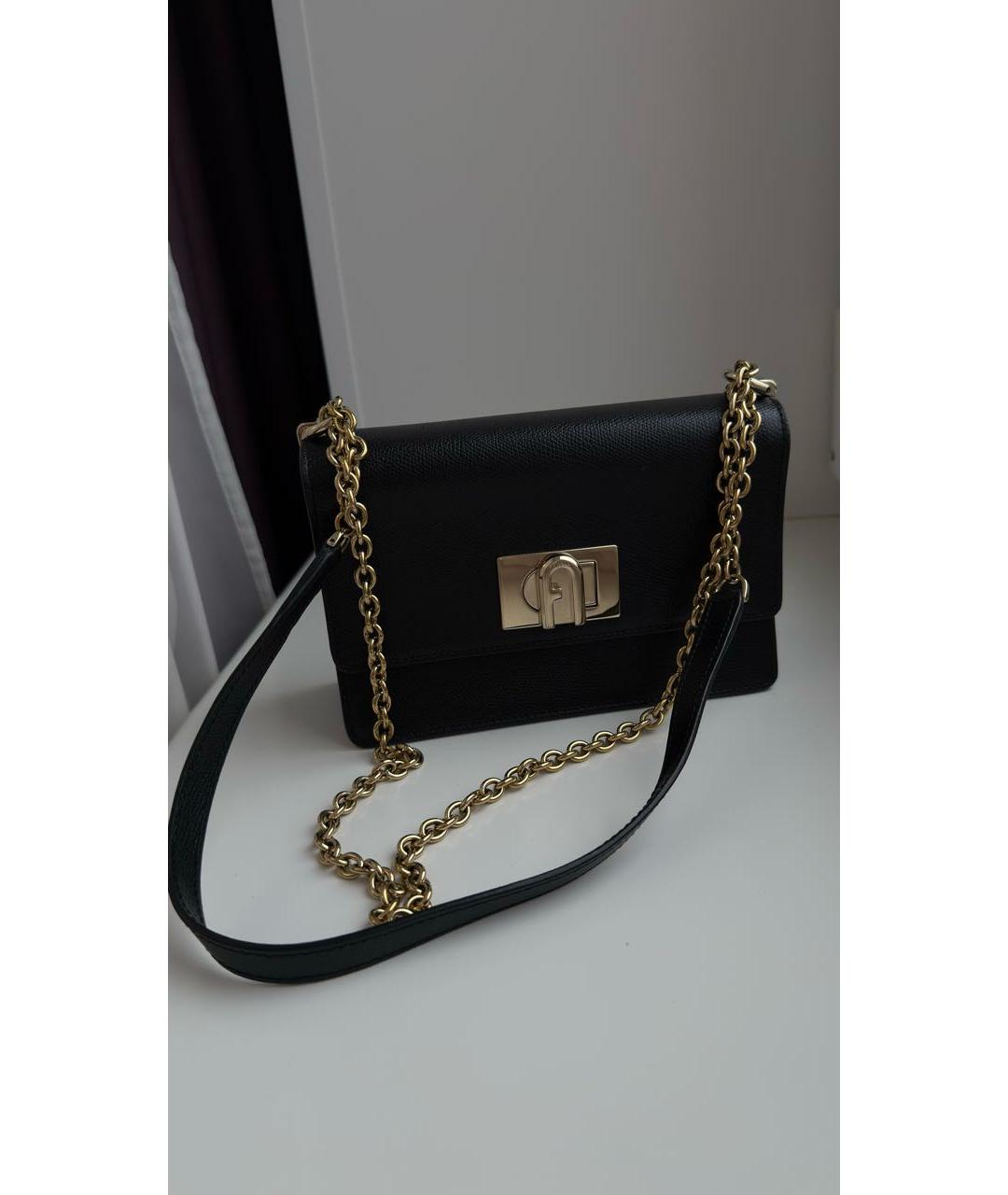 FURLA Черная кожаная сумка через плечо, фото 7
