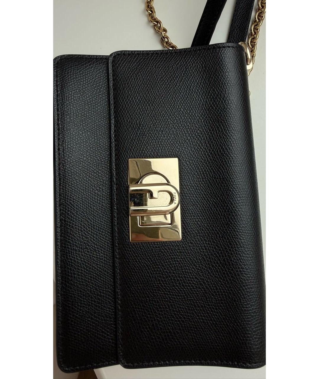 FURLA Черная кожаная сумка через плечо, фото 4