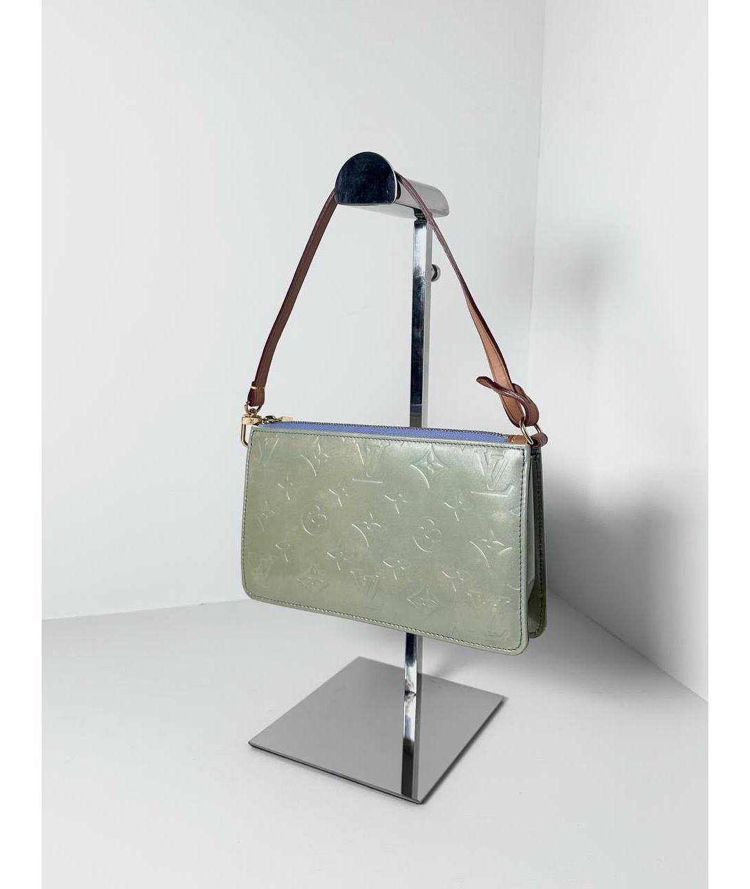 LOUIS VUITTON Голубая сумка с короткими ручками из лакированной кожи, фото 6