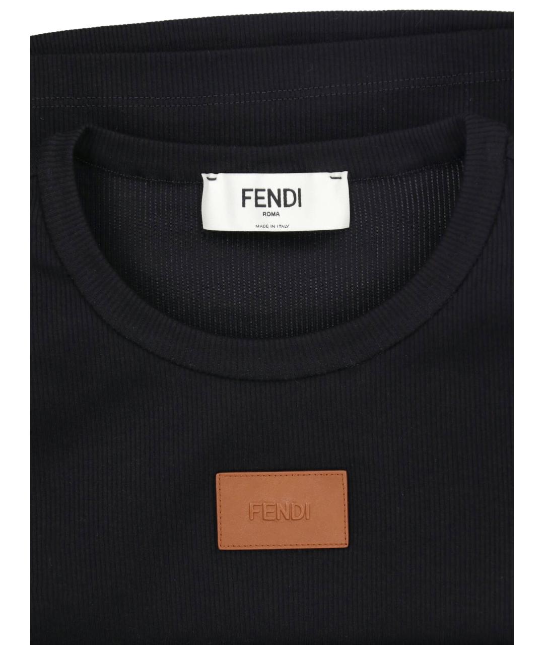 FENDI Черная хлопковая футболка, фото 3