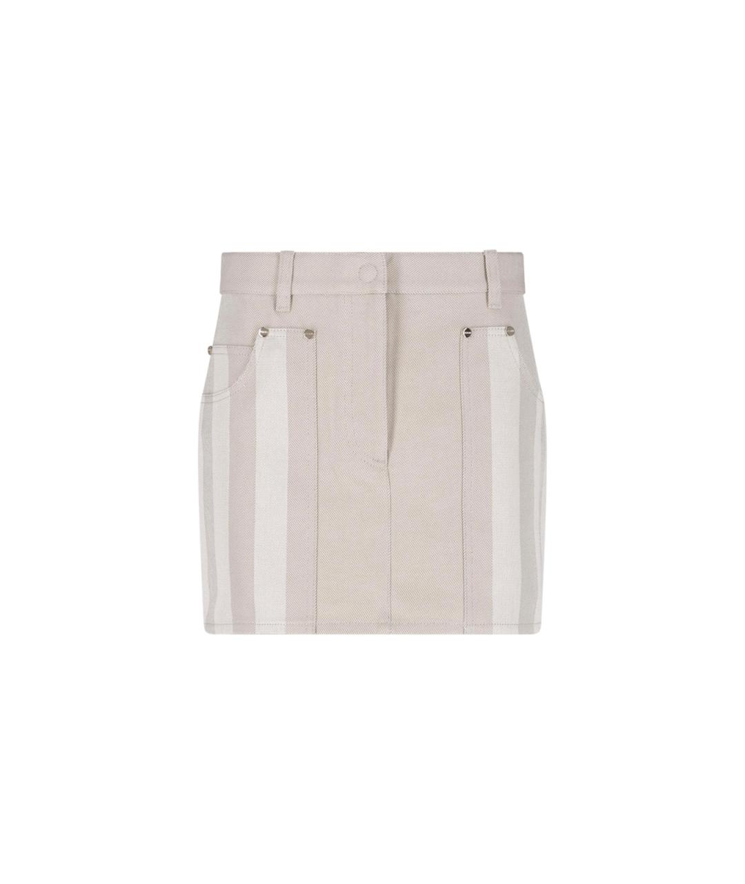 FENDI Бежевая хлопковая юбка мини, фото 1