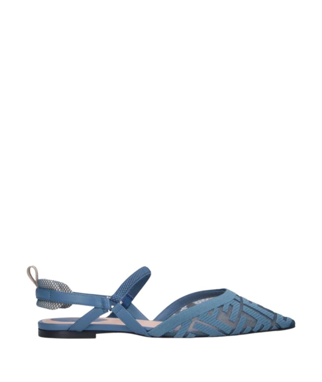 FENDI Синие синтетические балетки, фото 1