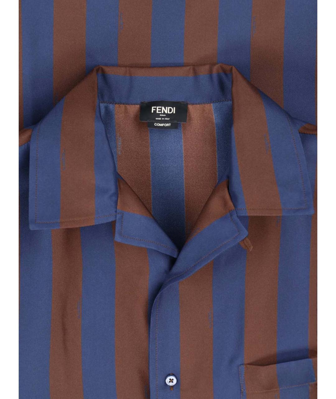 FENDI Синяя шелковая кэжуал рубашка, фото 3
