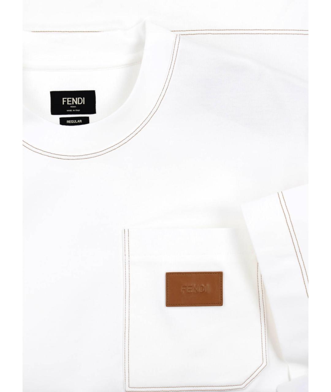 FENDI Белая хлопковая футболка, фото 3