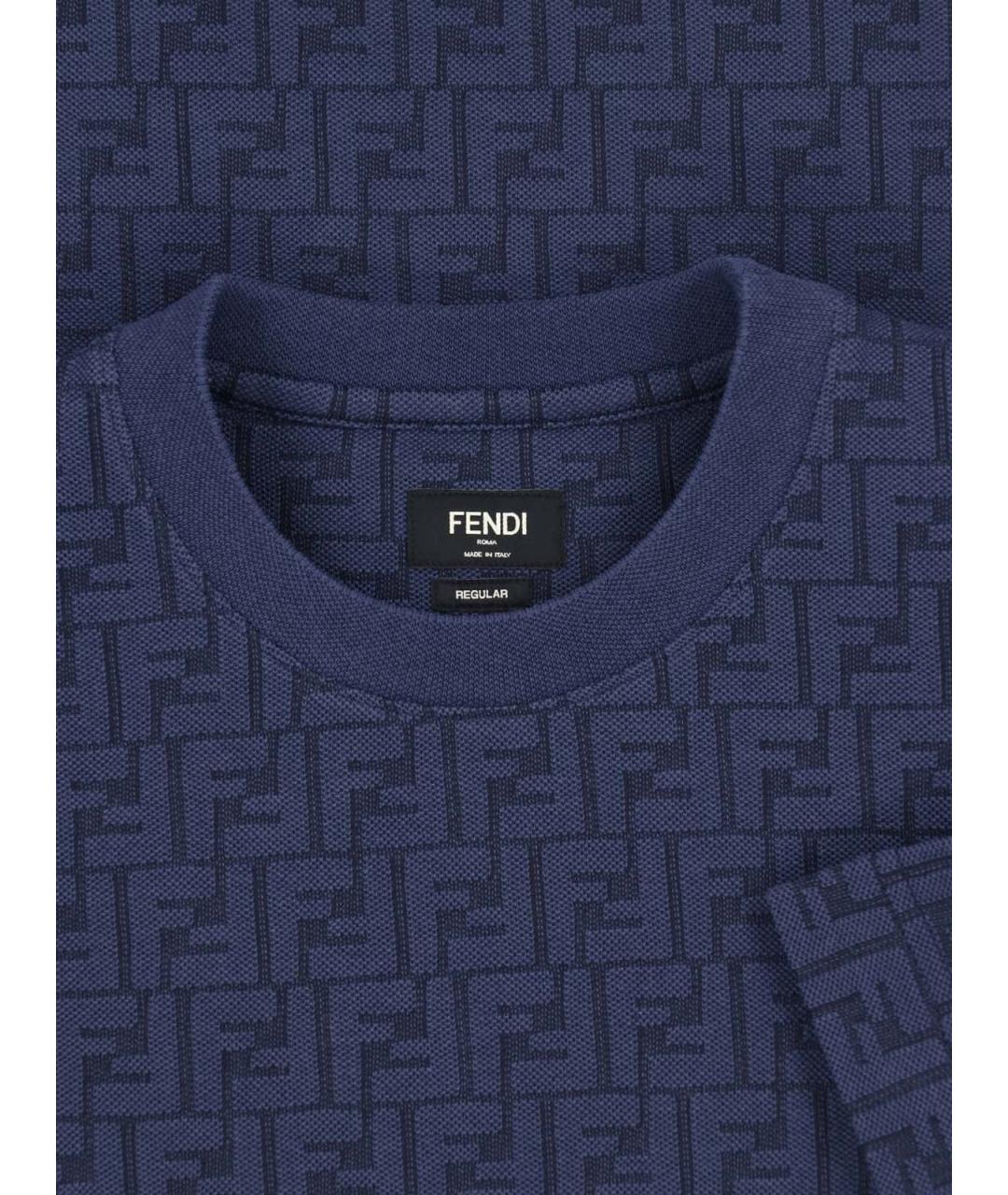 FENDI Синяя хлопковая футболка, фото 3
