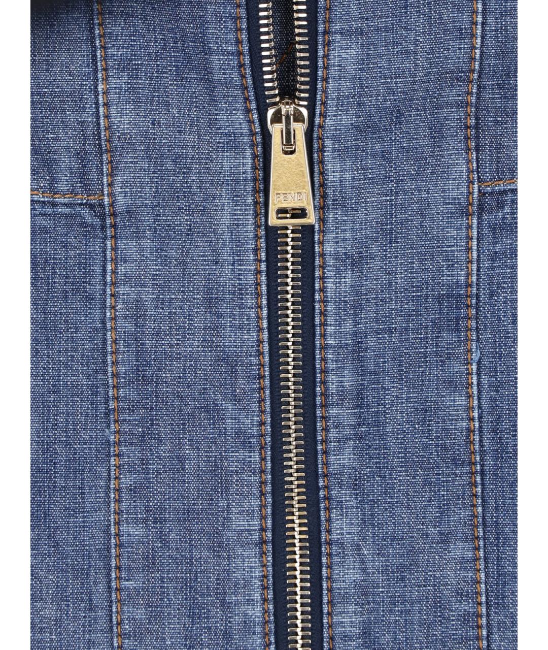 FENDI Синяя хлопковая юбка миди, фото 4
