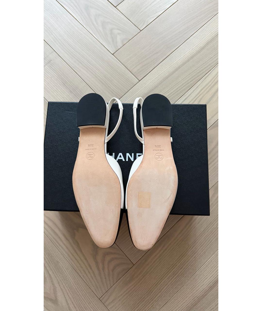 CHANEL Белые кожаные туфли, фото 3