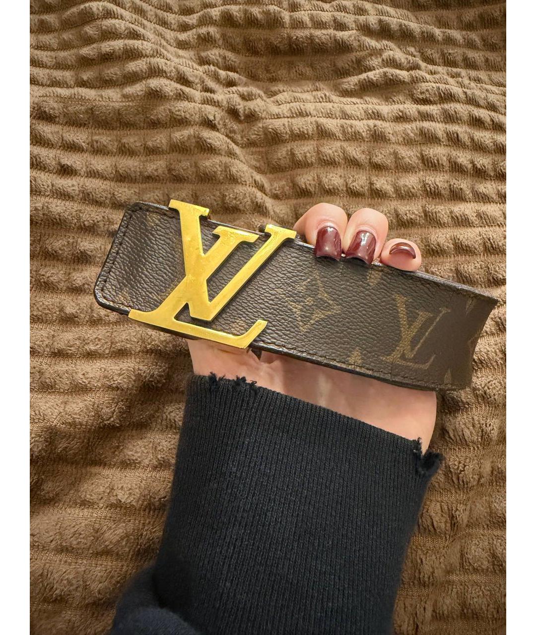 LOUIS VUITTON Коричневый кожаный ремень, фото 3