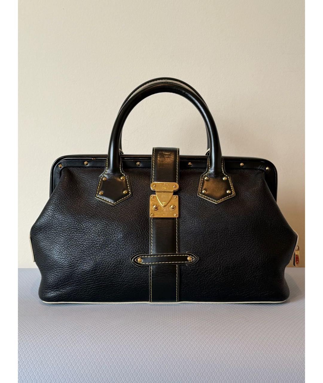 LOUIS VUITTON Черная кожаная сумка с короткими ручками, фото 7