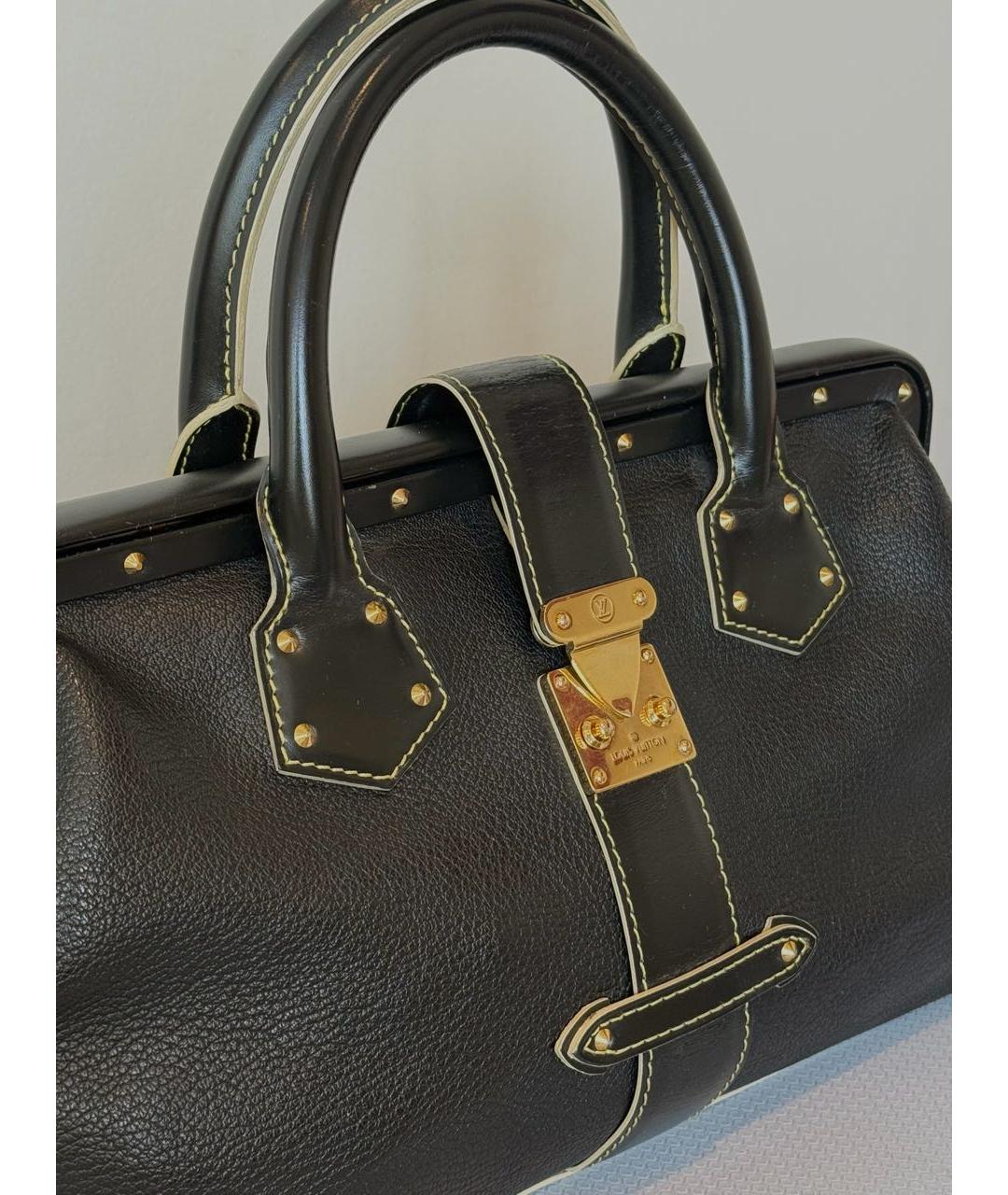 LOUIS VUITTON Черная кожаная сумка с короткими ручками, фото 2