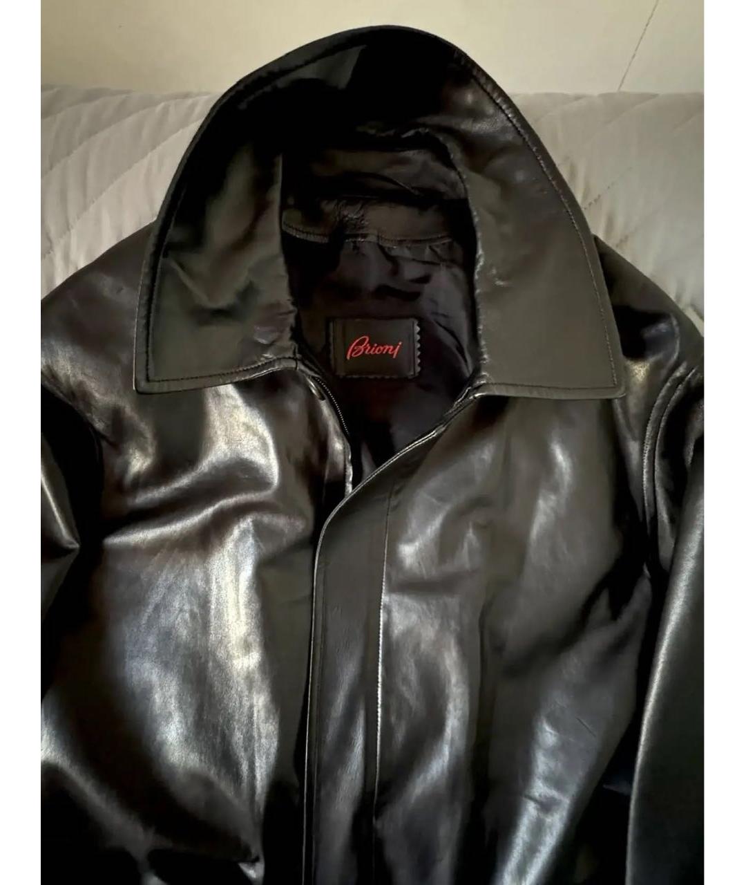 BRIONI Черная кожаная куртка, фото 5