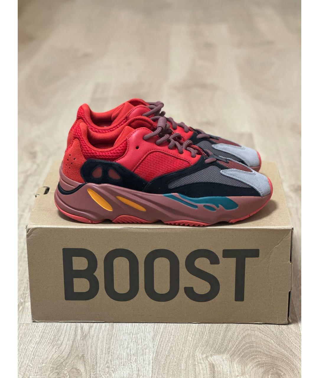ADIDAS YEEZY Бордовые текстильные низкие кроссовки / кеды, фото 7