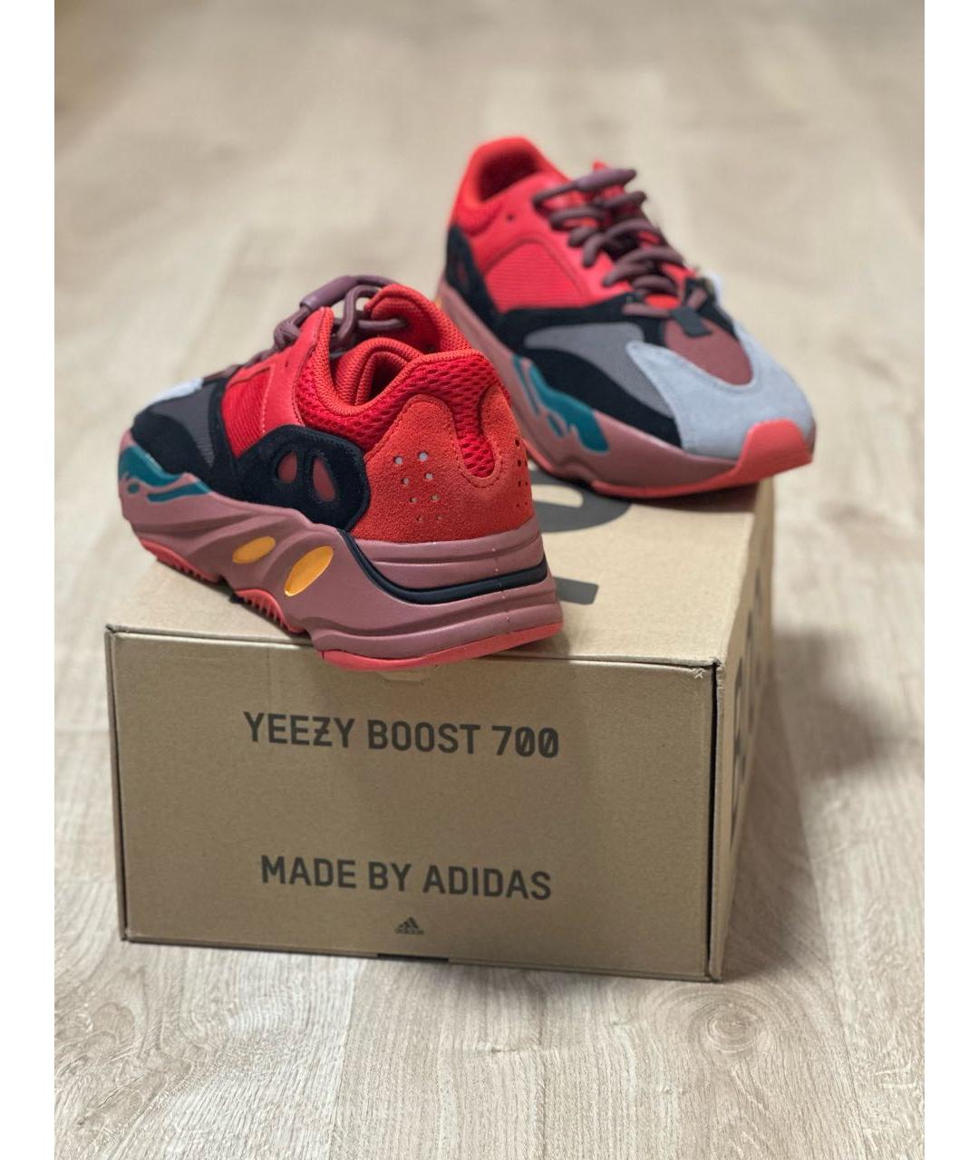 ADIDAS YEEZY Бордовые текстильные низкие кроссовки / кеды, фото 4