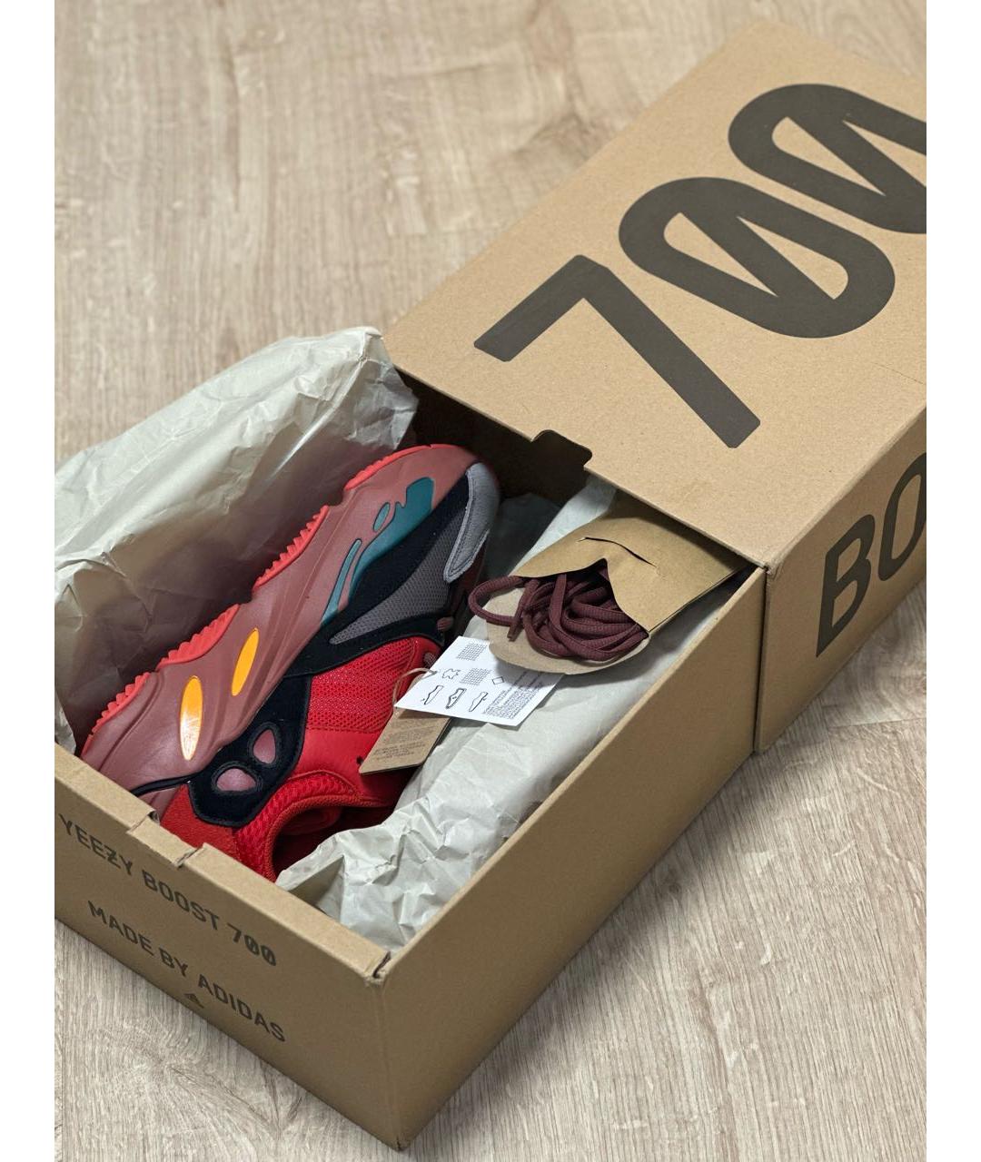 ADIDAS YEEZY Бордовые текстильные низкие кроссовки / кеды, фото 5