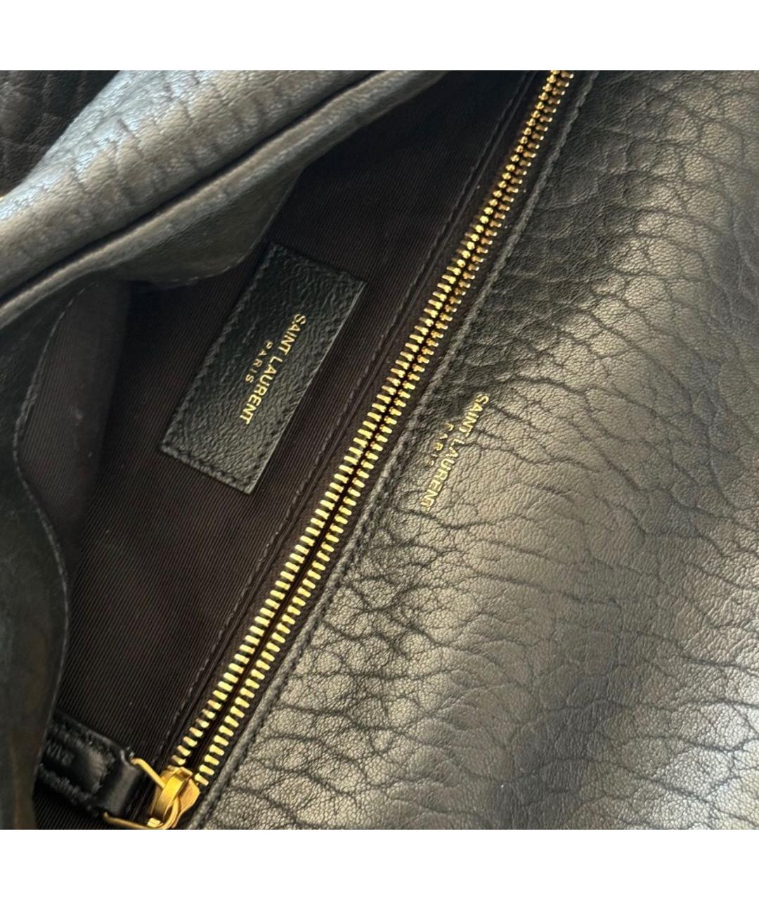 SAINT LAURENT Черная кожаная сумка с короткими ручками, фото 7
