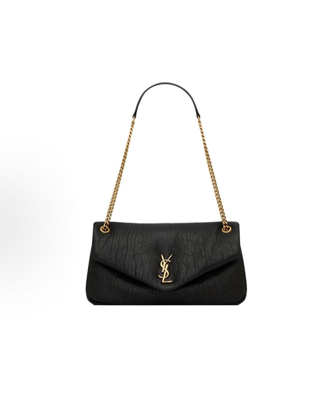 SAINT LAURENT Черная кожаная сумка с короткими ручками, фото 9