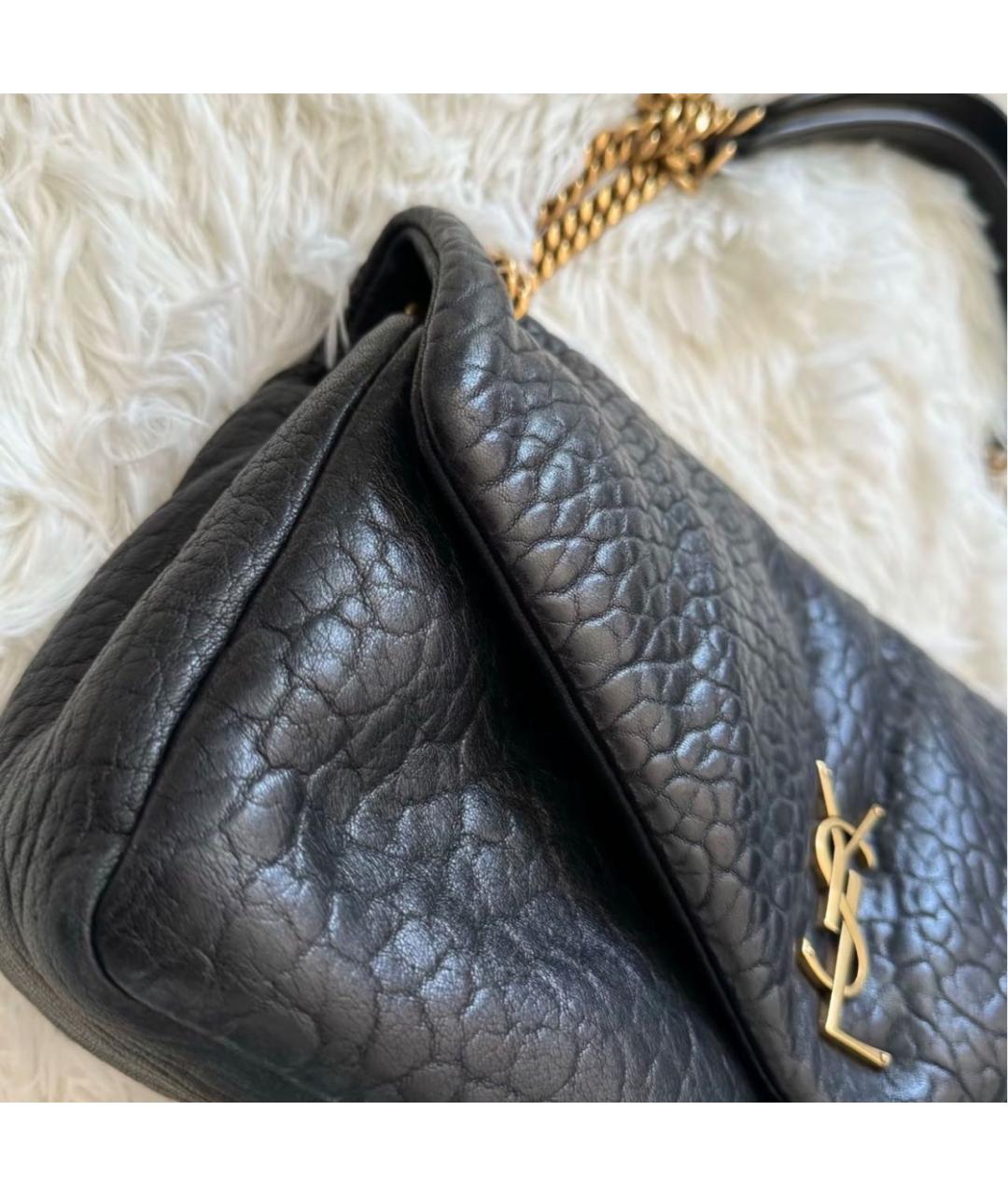 SAINT LAURENT Черная кожаная сумка с короткими ручками, фото 5