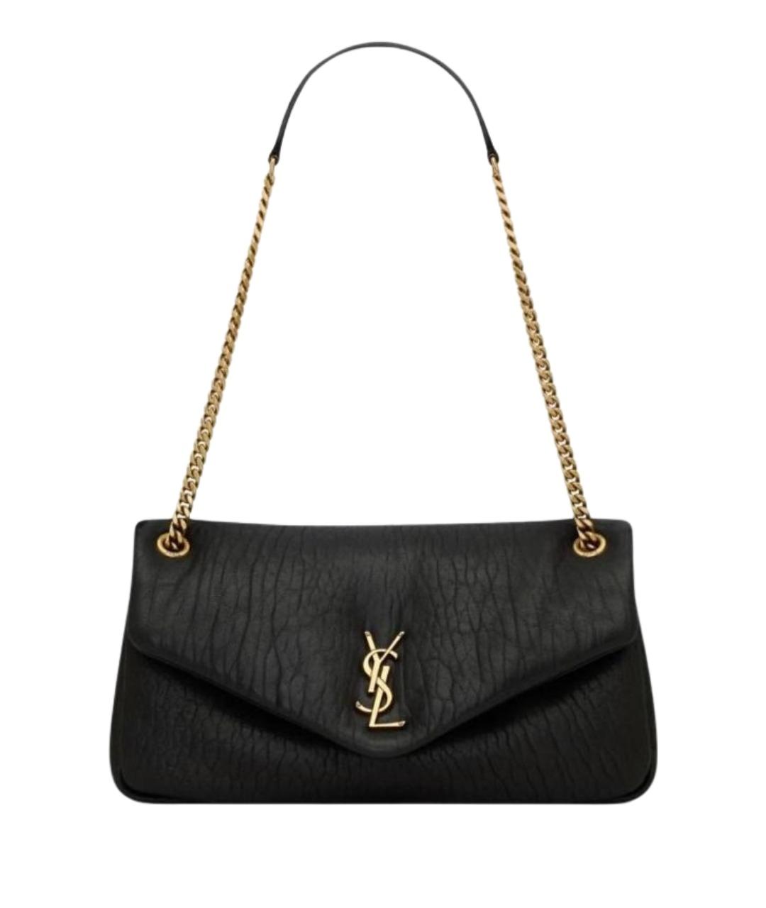 SAINT LAURENT Черная кожаная сумка с короткими ручками, фото 1