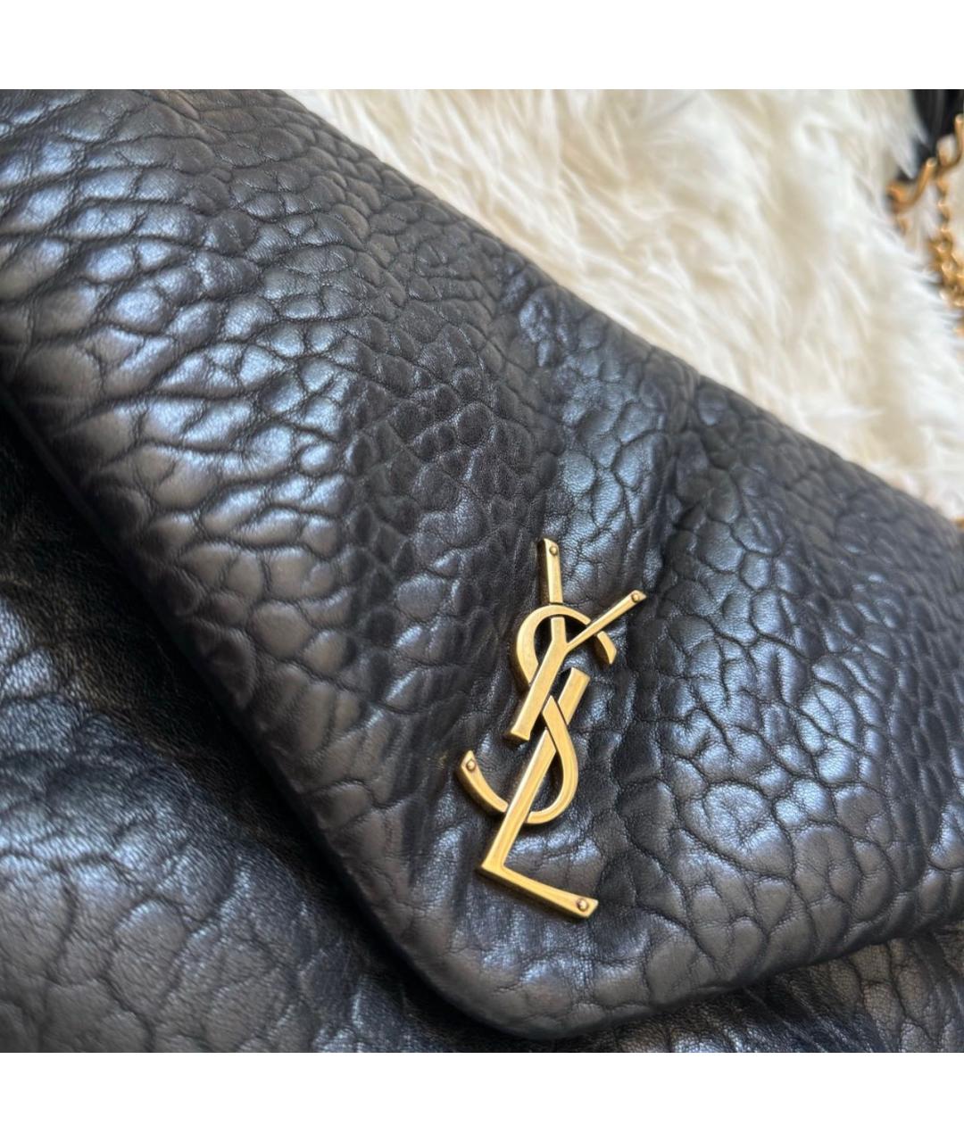 SAINT LAURENT Черная кожаная сумка с короткими ручками, фото 6