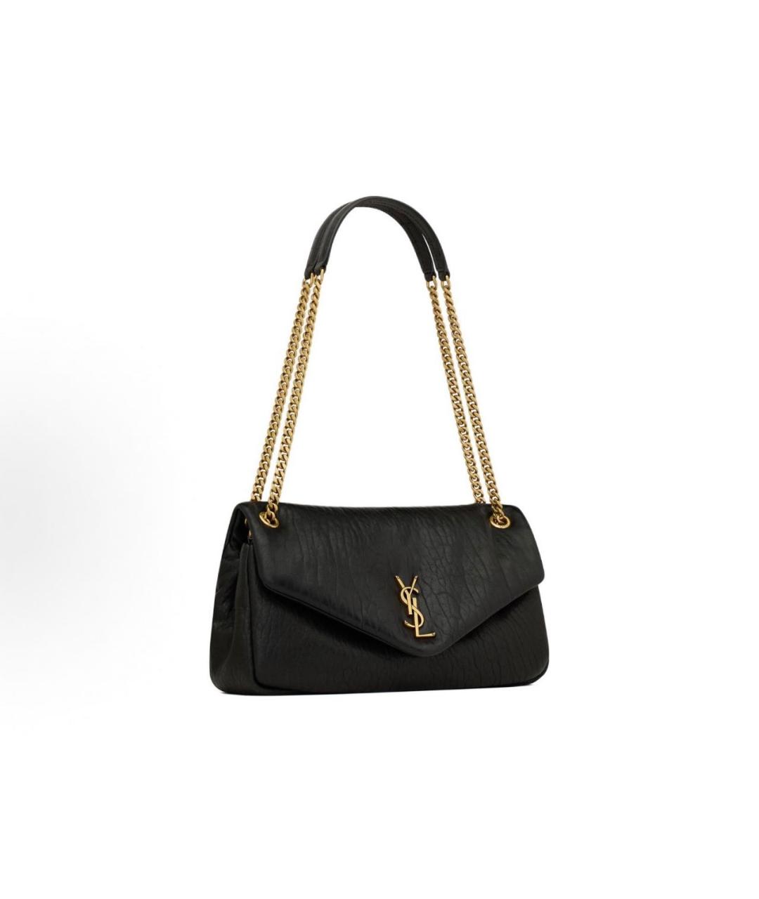 SAINT LAURENT Черная кожаная сумка с короткими ручками, фото 2