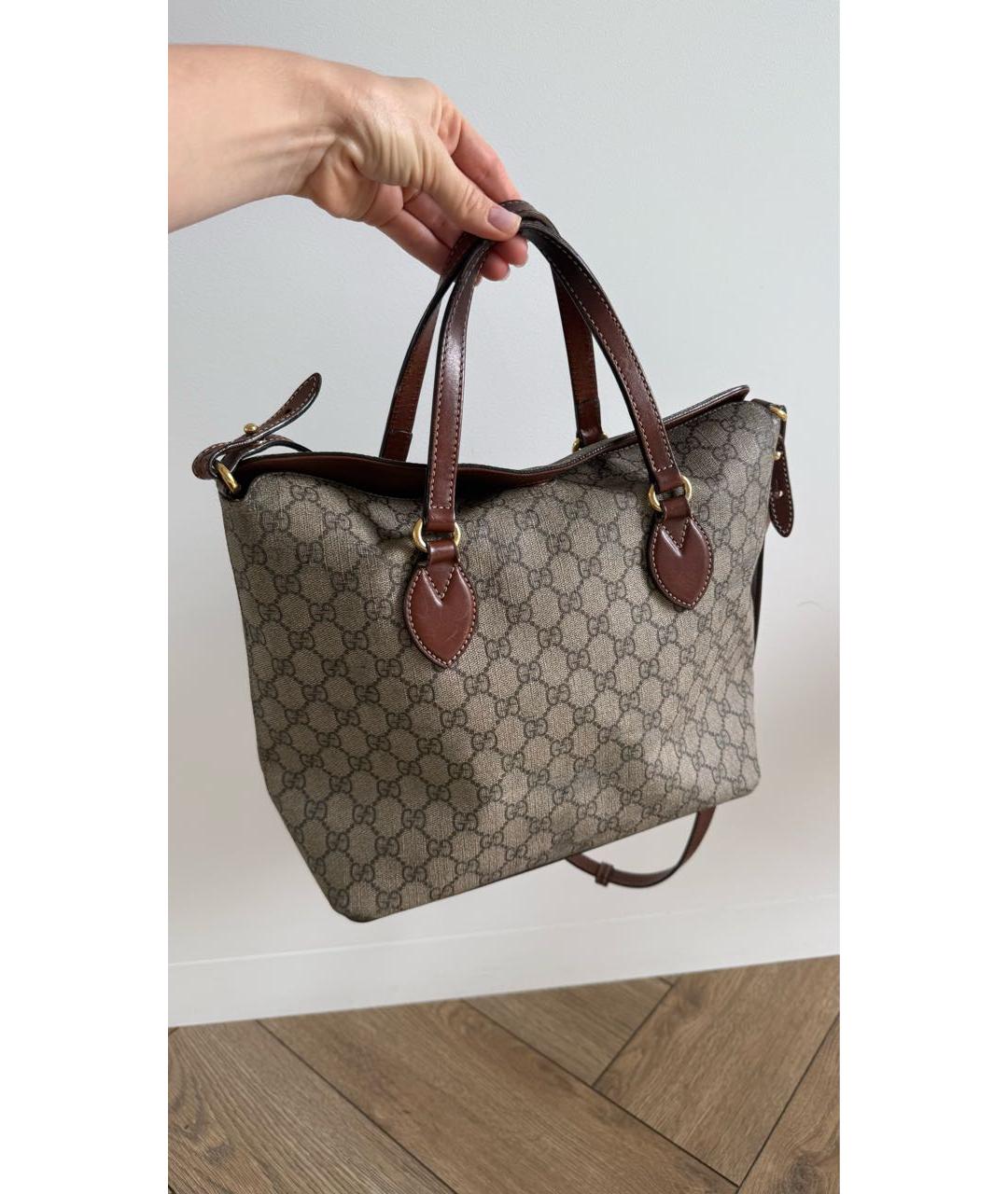 GUCCI Коричневая кожаная сумка с короткими ручками, фото 9