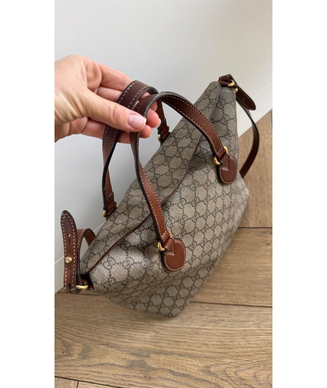GUCCI Коричневая кожаная сумка с короткими ручками, фото 5