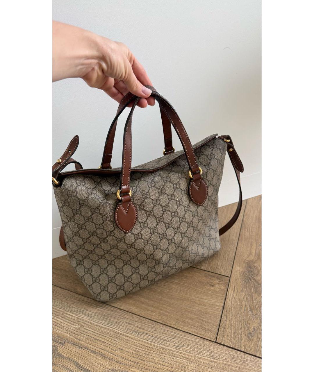 GUCCI Коричневая кожаная сумка с короткими ручками, фото 4
