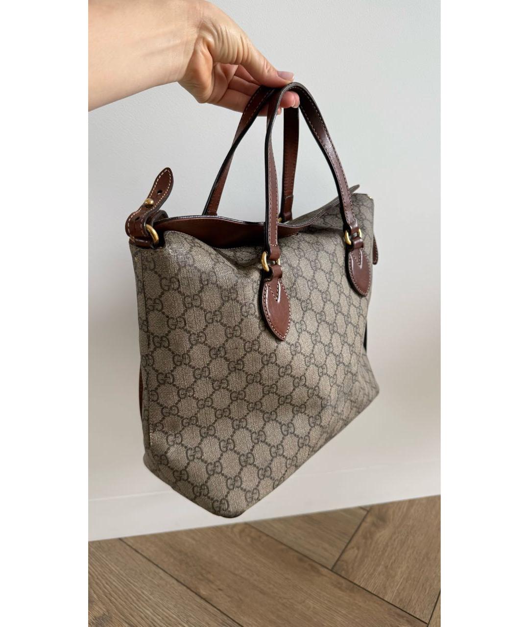 GUCCI Коричневая кожаная сумка с короткими ручками, фото 6