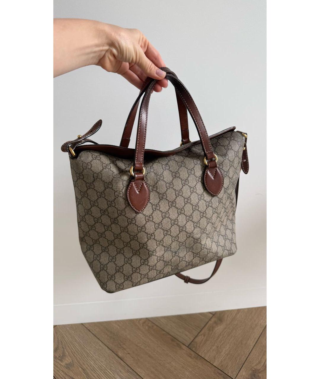 GUCCI Коричневая кожаная сумка с короткими ручками, фото 2