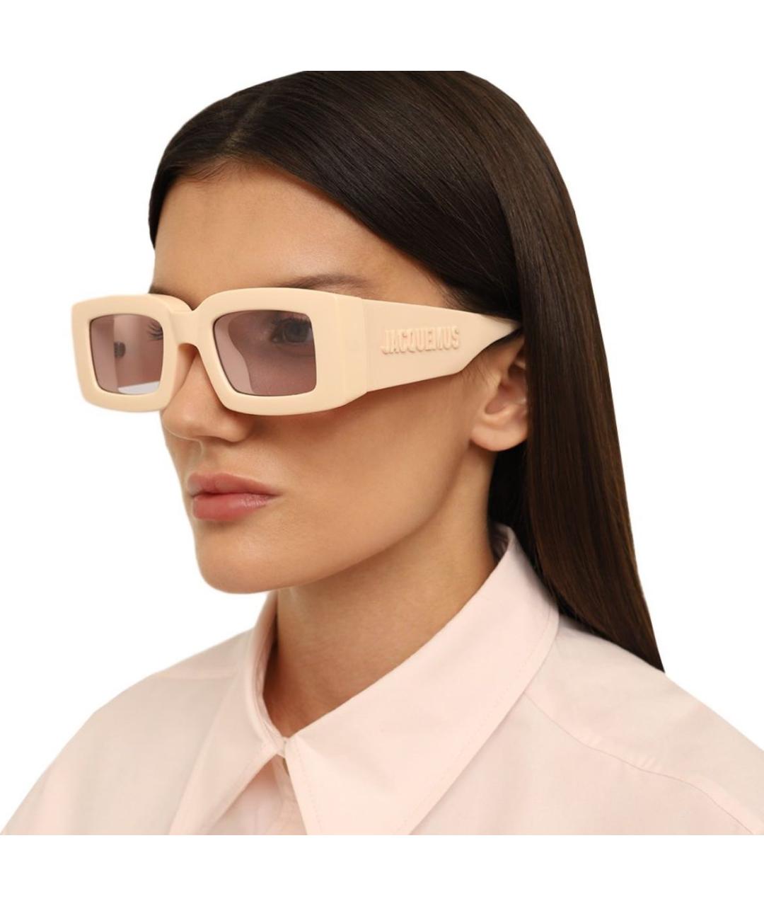 JACQUEMUS Бежевые пластиковые солнцезащитные очки, фото 4