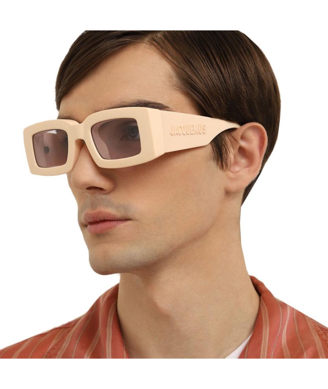 JACQUEMUS Бежевые пластиковые солнцезащитные очки, фото 5