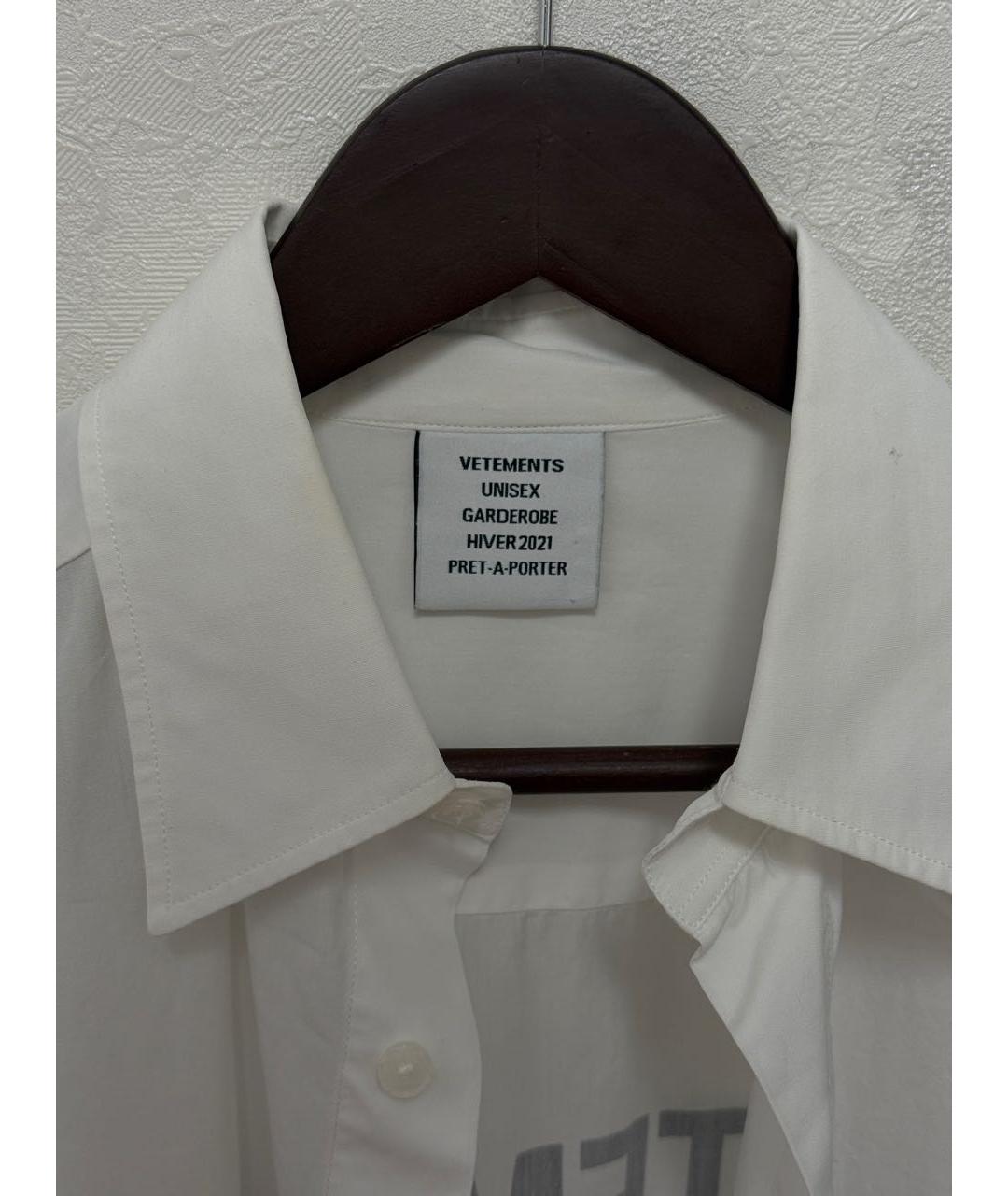 VETEMENTS Белая хлопковая кэжуал рубашка, фото 3