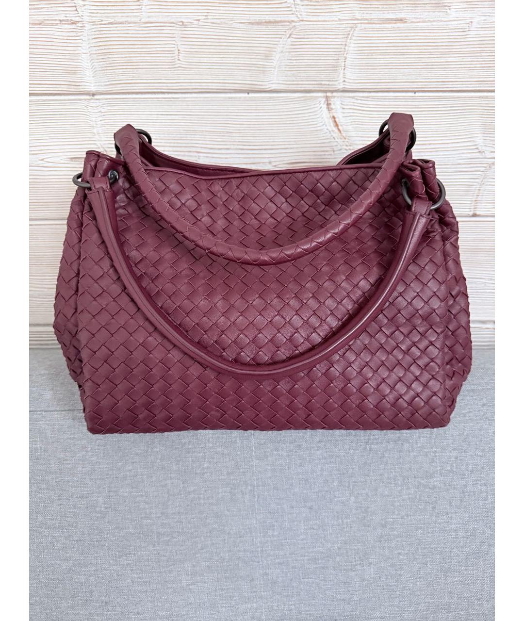 BOTTEGA VENETA Бордовая кожаная сумка тоут, фото 8