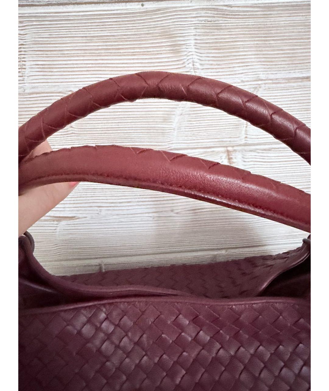 BOTTEGA VENETA Бордовая кожаная сумка тоут, фото 7