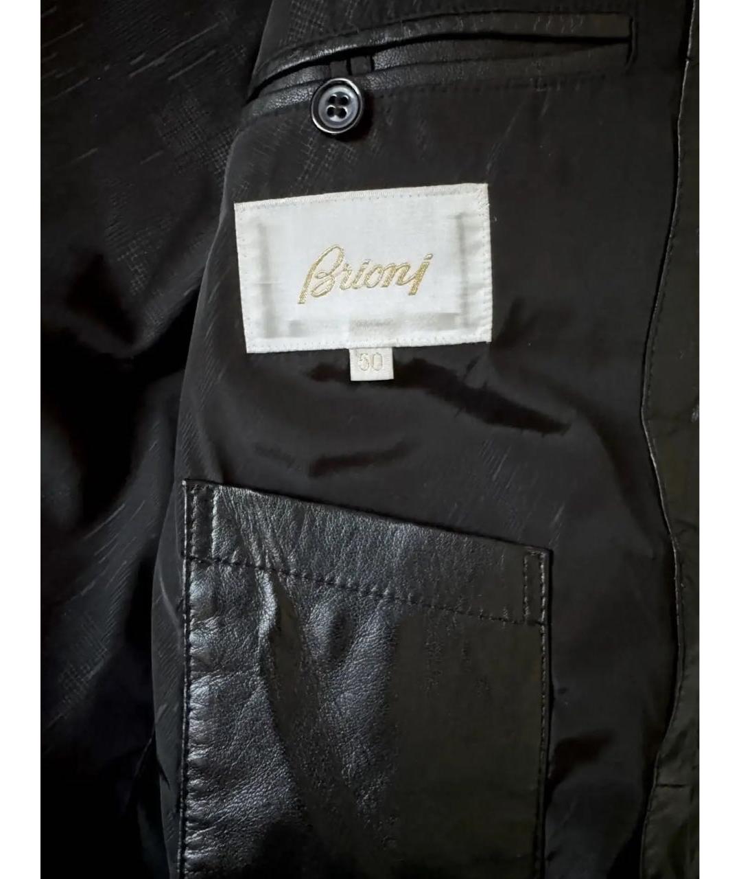 BRIONI Черная кожаная куртка, фото 7