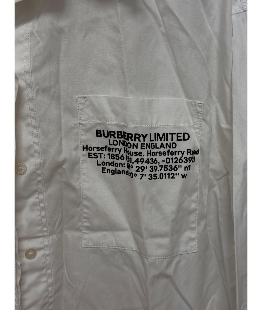 BURBERRY Белая хлопковая рубашка, фото 4