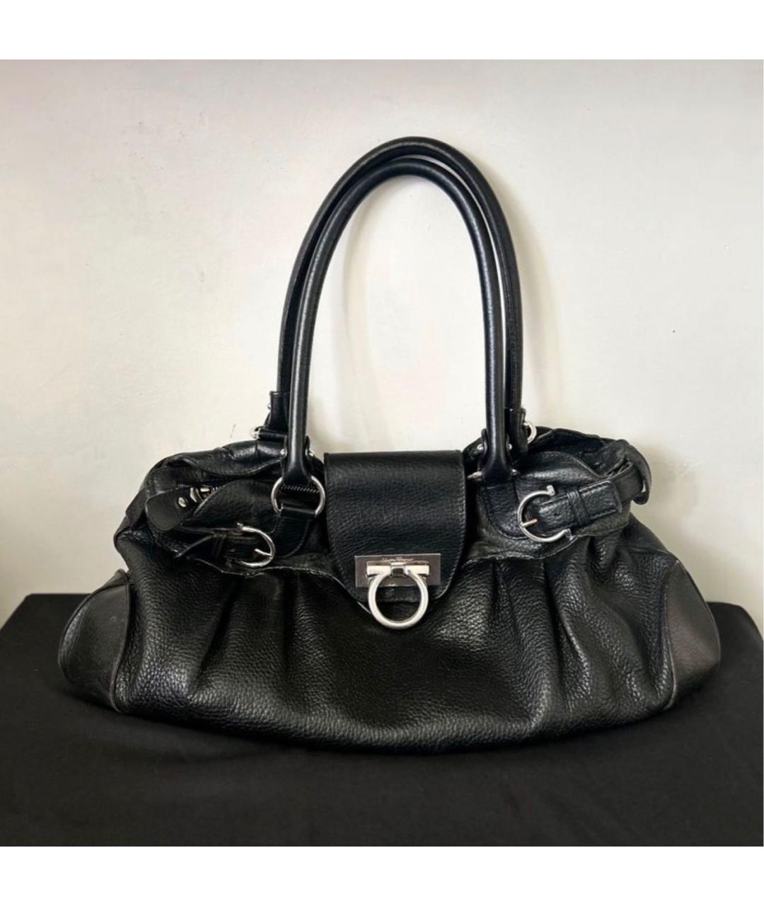 FERRAGAMO Черная кожаная сумка с короткими ручками, фото 8