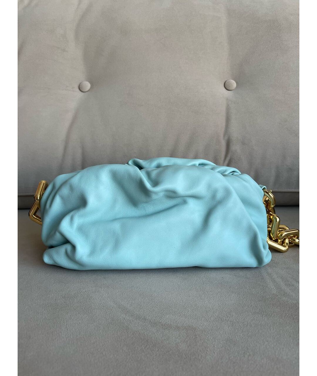 BOTTEGA VENETA Голубая кожаная сумка с короткими ручками, фото 3