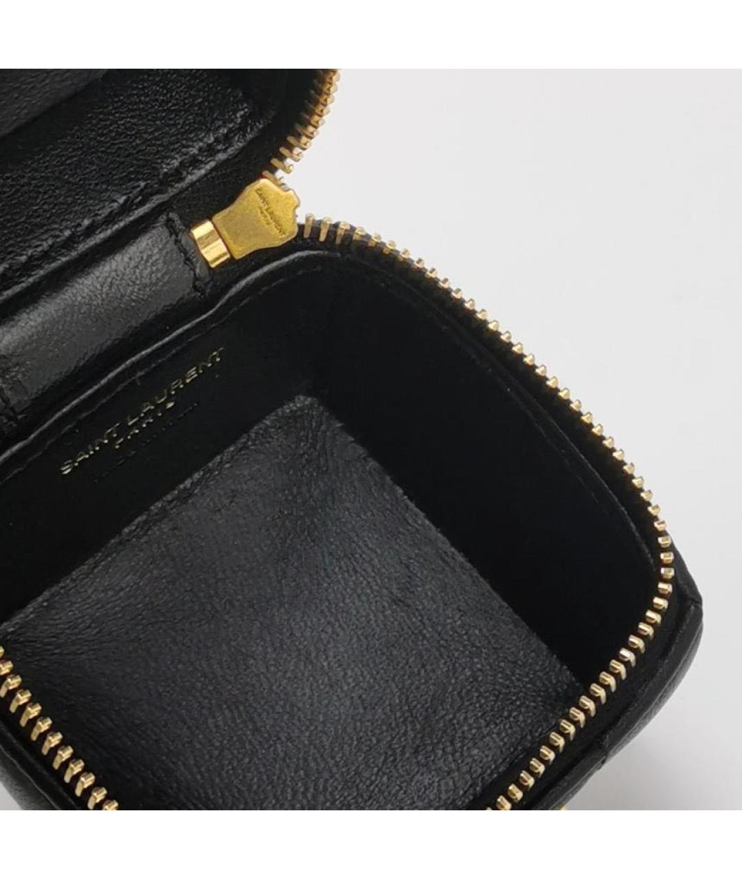 SAINT LAURENT Черная кожаная сумка с короткими ручками, фото 5
