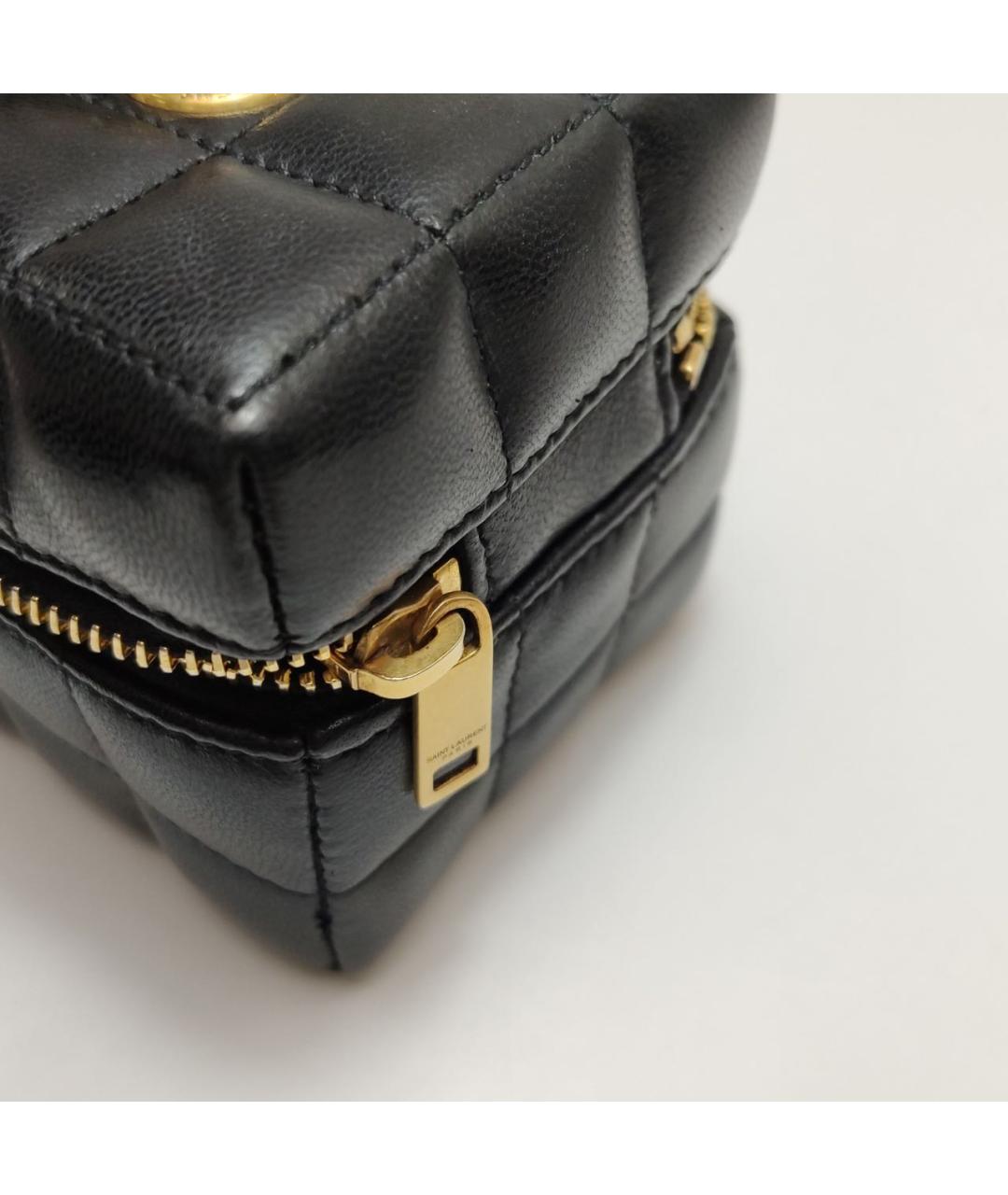 SAINT LAURENT Черная кожаная сумка с короткими ручками, фото 6